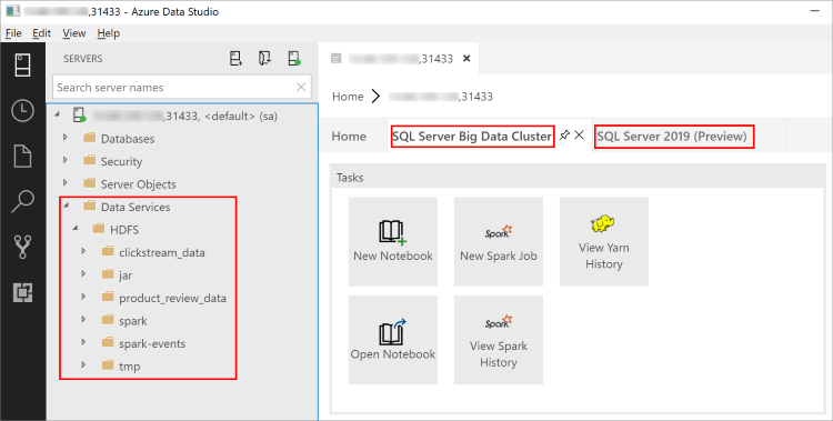HDFS in SQL Server 2019 (Source: [docs.microsoft.com](https://docs.microsoft.com/en-us/sql/big-data-cluster/connect-to-big-data-cluster?view=sqlallproducts-allversions))
